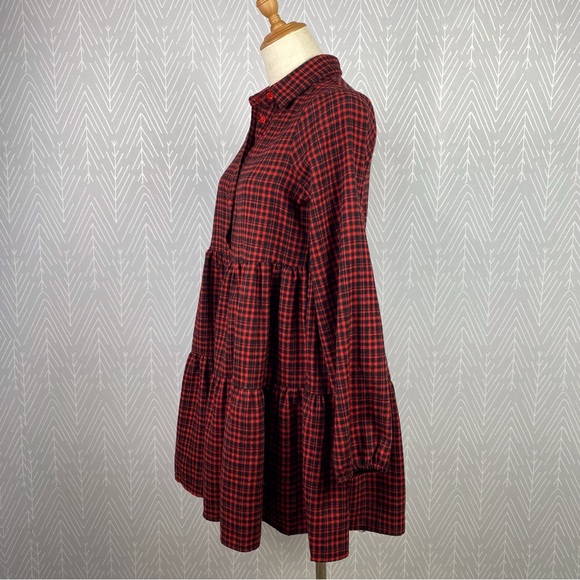 HYFVE Plaid Collared Babydoll Mini Dress NWT - Picture 8 of 10